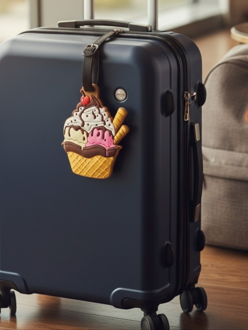 Luggage Tag - Ice Cream Sundae Pink, Yellow, Brown - Picture 4 of 4